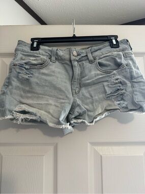 American Eagle Outfitters Light Blue Distressed Denim Shorts